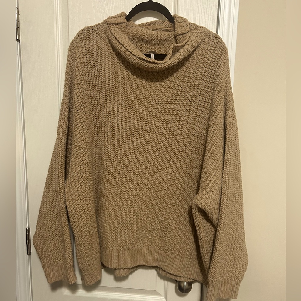 Free People Knit Cozy Tan Sweater Brown Chunky FPM